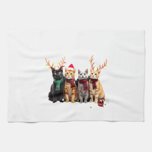 Katze Weihnachtslicht Rentier Santa Weihnachtskatz Geschirrtuch