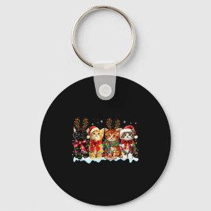 Katze Weihnachtslichter Rentier Santa Katzenliebha Schlüsselanhänger