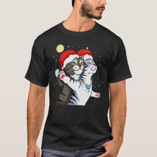 Katze Weihnachtsmann Hut Meme Weihnachten Pyjama T-Shirt