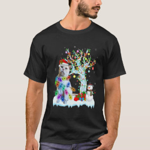 Katze Weihnachtsmann-Hut Weihnachtsbaum Licht Kat T-Shirt