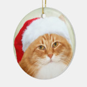 Katze Weihnachtsmann Keramikornament (Links)