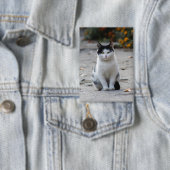 Katze, weiß, Haustier Button (Insitu)