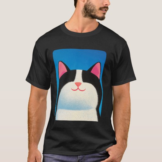 Katze Weiß und Schwarz T-Shirt (Vorderseite)