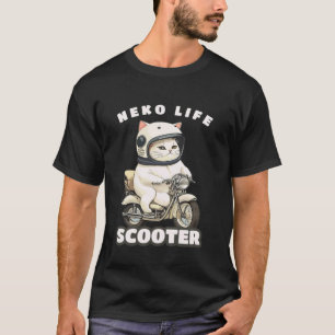 Katze weiße Katze Illustration Moped Scooter Fahrr T-Shirt