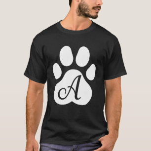 Katze Weiße Pfotenabdruck Initial Süßes Monogramm  T-Shirt