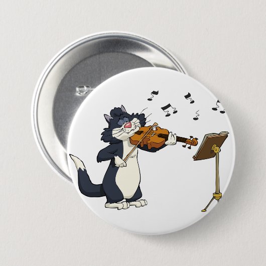 Katze, welche die Violine spielt Button (Vorne & Hinten)