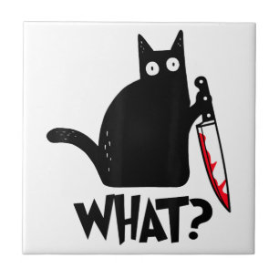 Katze Welches lustige Black Cat Shirt Murderous Ka Fliese