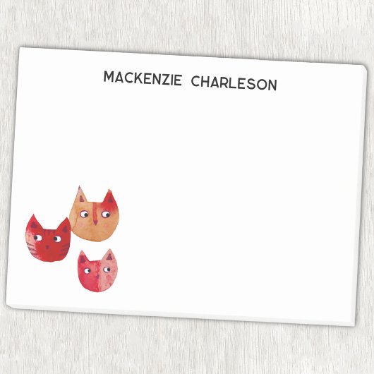 Katze whimsical Lustiger personalisierter Name Post-it Klebezettel