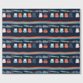 Katze Whimsisches Niedliches Muster Geschenkpapier (Flach)