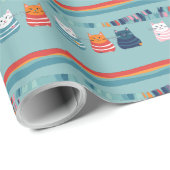 Katze Whimsisches Niedliches Muster Geschenkpapier (Rolleneckpunkt)