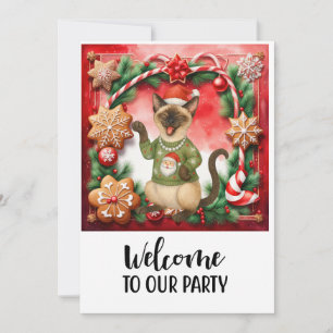 Katze Willkommen im Weihnachtsfest im Party Einladung
