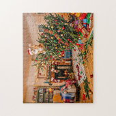 Katze winkt vom Weihnachtsbaum Puzzle (Vertikal)