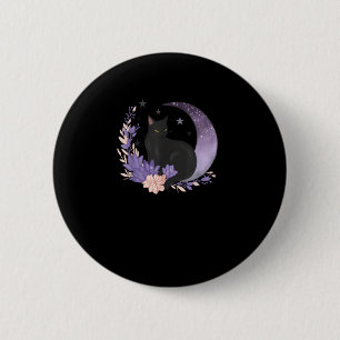 Katze Witchy Mond Blumen Pastel Goth Goblincore Button