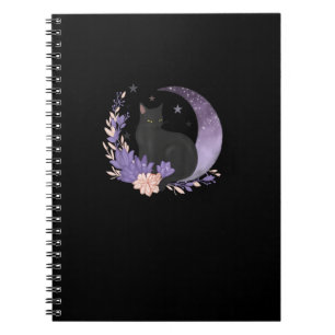 Katze Witchy Mond Blumen Pastel Goth Goblincore Notizblock