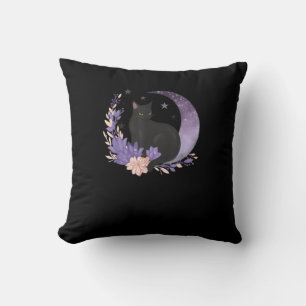 Katze Witchy Mond Blumen Pastell Goth Goblincore Kissen