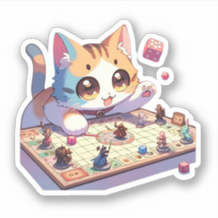 Katze würfelt Tischspiel Aufkleber