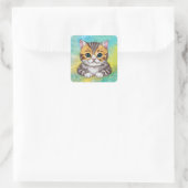 Katze zeichnen quadratischer aufkleber (Tasche)