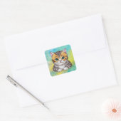 Katze zeichnen quadratischer aufkleber (Umschlag)