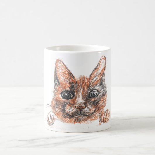 Katze Zeichnend klassische Tasse (Mittel)