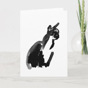 Katze Zeichnung Tinte Pinsel Wasch Kunst Grußkarte Karte
