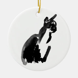 Katze Zeichnung Tinte Pinsel Wasch Kunst Keramik Ornament