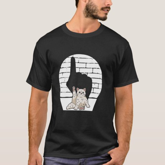 Katze zeigt Mittelfinger Kitty T-Shirt (Vorderseite)