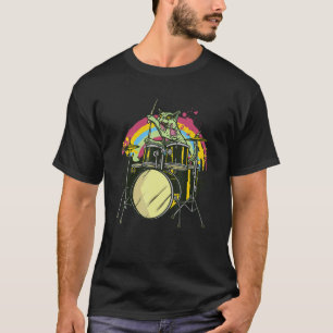 Katze Zombie-Katze-Schlagzeuger Schlagzeug Musik T-Shirt