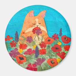 Katze Zu den Blume Magnet