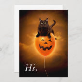 Katze zu Halloween-Ballon Einladung (Vorne/Hinten)