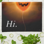 Katze zu Halloween-Ballon Geschirrtuch (Gefaltet)