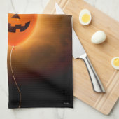 Katze zu Halloween-Ballon Geschirrtuch (Viertel Falte)