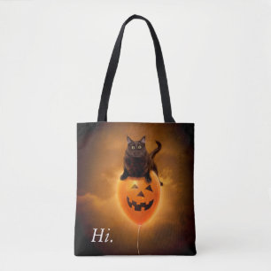 Katze zu Halloween-Ballon Tasche