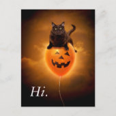 Katze zu Halloween Balloon Einladungspostkarte (Vorderseite)