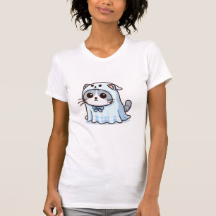 Katze zu Halloween in Ghost-Kostüm T-Shirt
