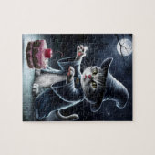Katze zu Halloween. Puzzle (Horizontal)