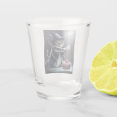 Katze zu Halloween. Schnapsglas (Rückseite)