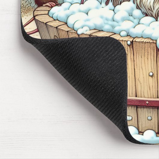 Katze zum Baden Mousepad (Ecke)