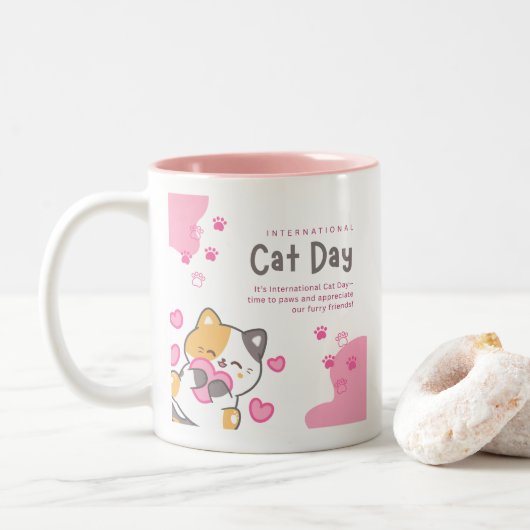 KATZE ZWEIFARBIGE TASSE (Mit Donut)