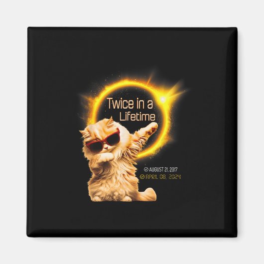 Katze zweimal im Lifetime Solar Eclipse April 04.0 Magnet (Vorne)