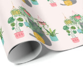 Katze zwischen Pflanze Funny Geschenkpapier (Rolleneckpunkt)