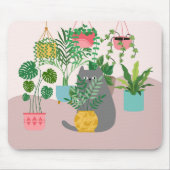 Katze zwischen Pflanze Funny Mousepad (Vorne)