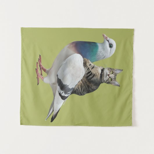 Katze zwischen Tauben Wandteppich (Vorderseite (Horizontal))