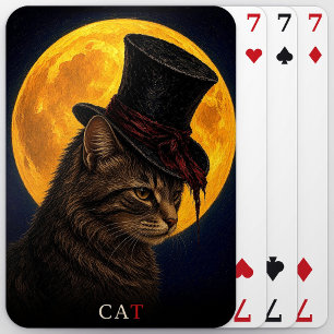 Katze Zylinder Gothic Surreal Spielkarten