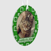 Katzeaddieren niedlicher grüner Kitty-Gingham Ornament (Vorderseite)