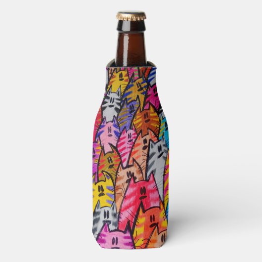 Katzen 05 Flasche Cooler Flaschenkühler (Flaschenvorderseite)