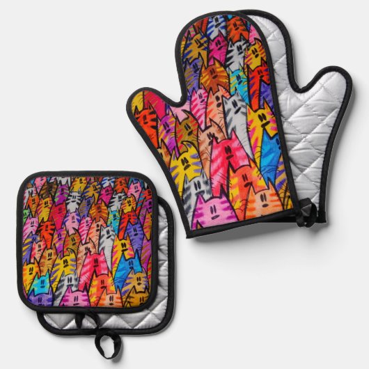 Katzen 05 ofenhandschuh & Topflappen-Set (Vorderseite/Rückseite)