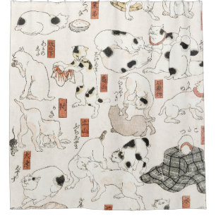 Katzen (1847-1850) Utagawa Kuniyoshi. Duschvorhang