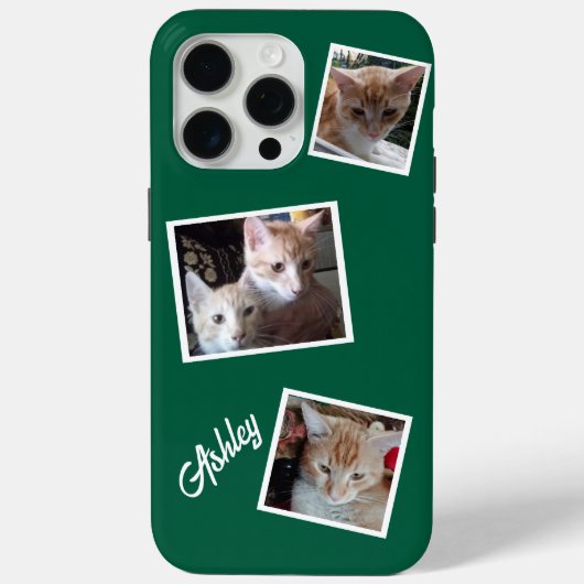Katzen 3 Fotos Sammeltiere Name Grün Case-Mate iPhone Hülle (Rückseite)