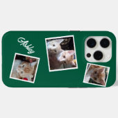 Katzen 3 Fotos Sammeltiere Name Grün Case-Mate iPhone Hülle (Rückseite (Horizontal))