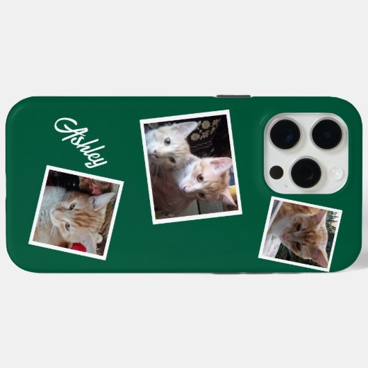 Katzen 3 Fotos Sammeltiere Name Grün Case-Mate iPhone Hülle (Rückseite (Horizontal))